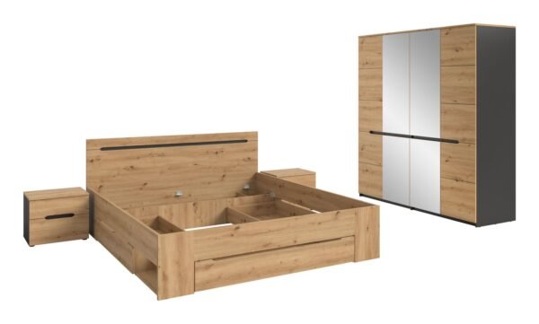 Xonox conjunto de quarto - acabamento cinzento basalto e artisan acabamento