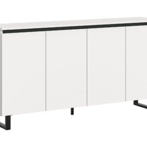 Xonox Aparador - melamina branca e preto, 160x84x36 cm