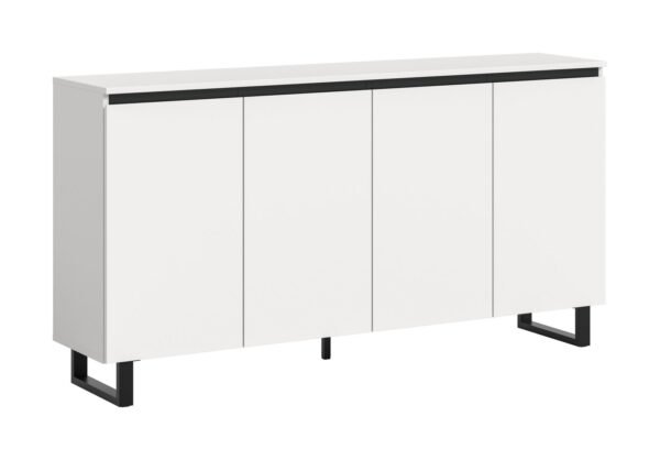 Xonox Aparador - melamina branca e preto, 160x84x36 cm