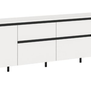 Xonox Móvel baixo - melamina branca e preto, 188x65x36 cm