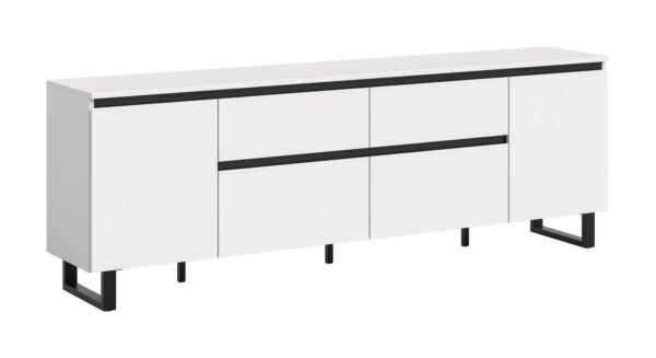 Xonox Móvel baixo - melamina branca e preto, 188x65x36 cm