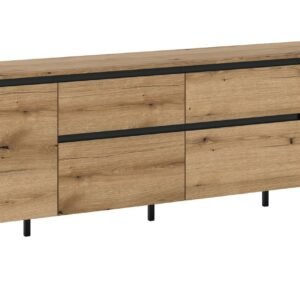 Xonox Móvel baixo - acabamento carvalho Evoke e preto, 188x65x36 cm