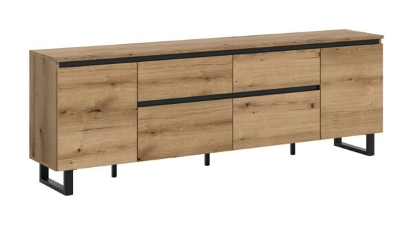Xonox Móvel baixo - acabamento carvalho Evoke e preto, 188x65x36 cm