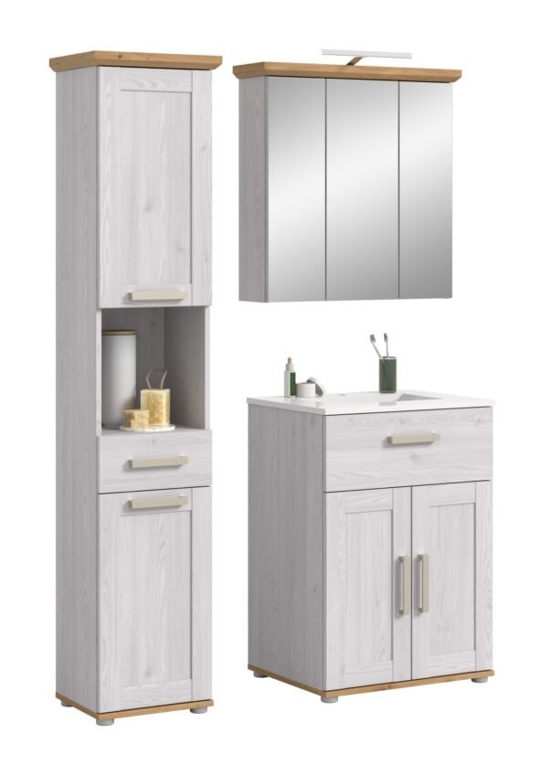 Xonox Combinação de banho com iluminação - efeito lariço Sibiu e efeito carvalho Artisan, 115x187x45 cm