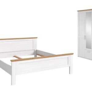 Xonox Estrutura de cama com roupeiro - Sibiu lariço efeito madeira