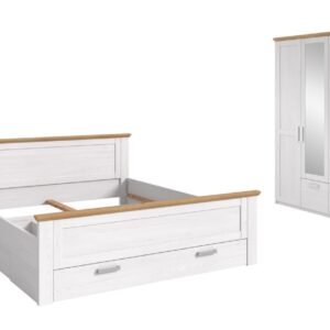 Xonox Estrutura de cama com roupeiro - Sibiu lariço efeito madeira