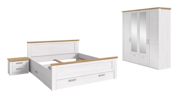 Xonox Estrutura de cama com roupeiro - Sibiu lariço efeito madeira