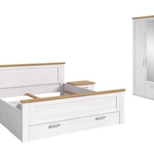 Xonox Estrutura de cama com roupeiro - Sibiu lariço efeito madeira