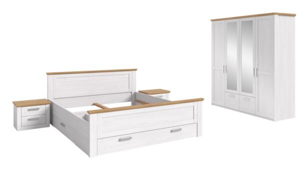 Xonox Estrutura de cama com roupeiro - Sibiu lariço efeito madeira