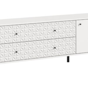 Xonox Móvel baixo - melamina branca e branco brilhante, 164x56x40 cm