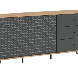 Xonox Aparador - acabamento carvalho Artisan e matt antracite, 169x76x40 cm