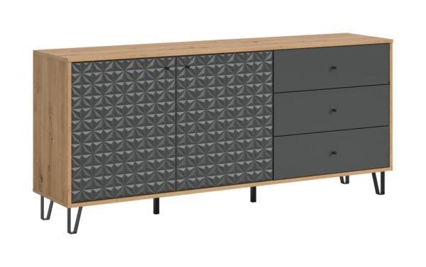 Xonox Aparador - acabamento carvalho Artisan e matt antracite, 169x76x40 cm