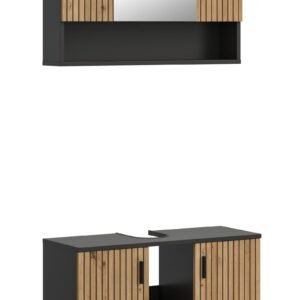 Xonox combinação de banho - Basalt acabamento e acabamento carvalho Artisan, 80x180x30 cm