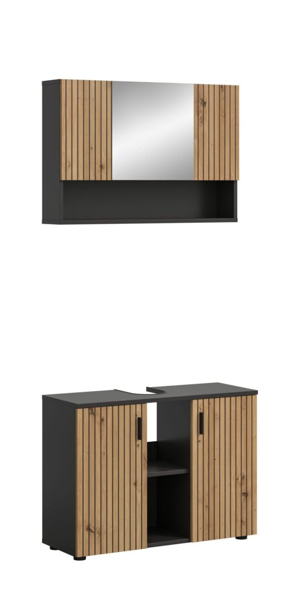 Xonox combinação de banho - Basalt acabamento e acabamento carvalho Artisan, 80x180x30 cm