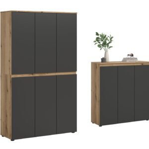 Xonox Armário universal - acabamento carvalho Evoke e antracite, 235x175x37 cm