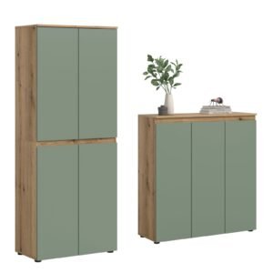 Xonox Armário universal - acabamento carvalho Evoke e acabamento verde fumo, 190x175x37 cm