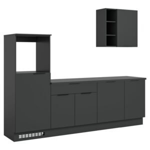 Xonox Kitchenette (sem eletrodomésticos) - acabamento preto, 260x222x60 cm