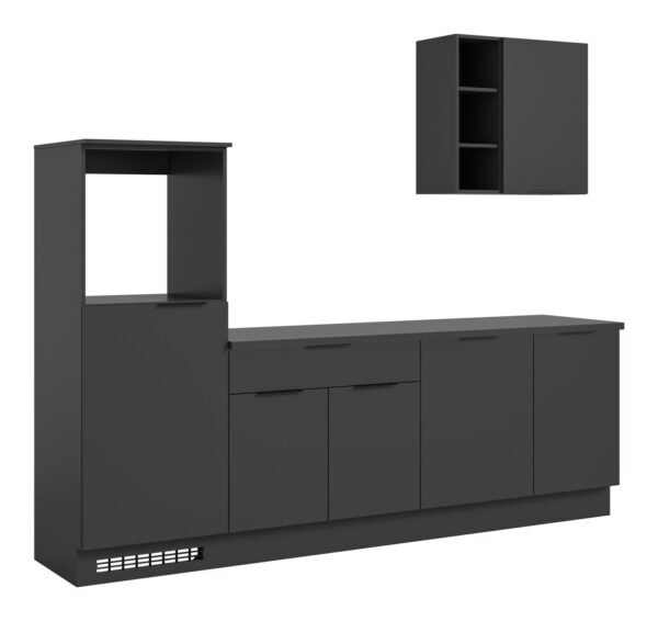 Xonox Kitchenette (sem eletrodomésticos) - acabamento preto, 260x222x60 cm