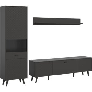 Xonox Combinação de sala - cinzento mate, moldado, 258x195x40 cm