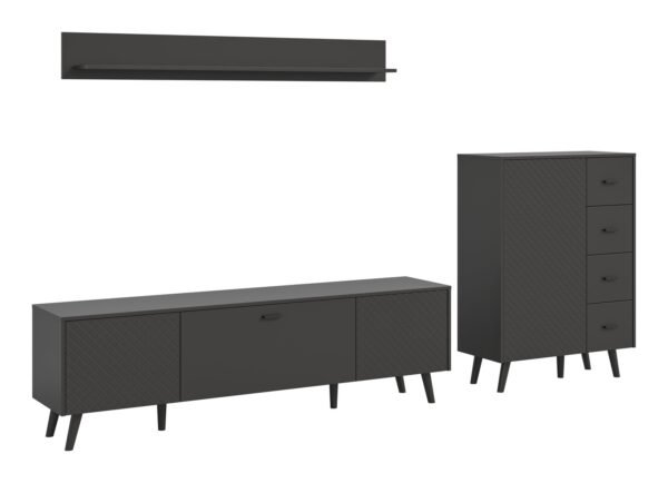 Xonox Combinação de sala - cinzento mate, moldado, 269x175x40 cm