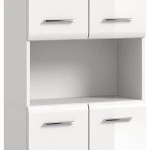 Xonox Armário alto largo - imitação branco e branco brilhante moldado, 60x185x30 cm