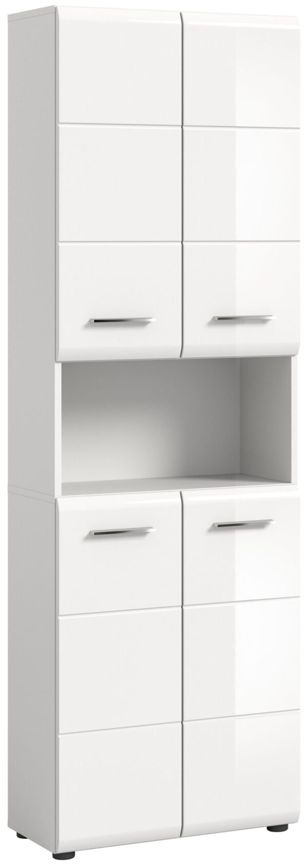 Xonox Armário alto largo - imitação branco e branco brilhante moldado, 60x185x30 cm