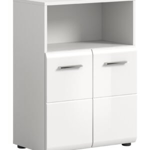 Xonox Armário independente largo - imitação branco e branco brilhante moldado, 60x80x30 cm