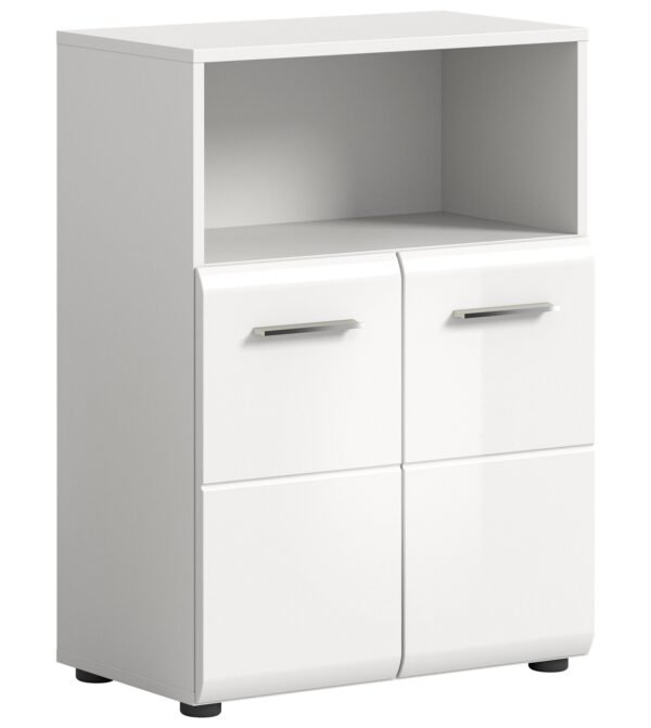 Xonox Armário independente largo - imitação branco e branco brilhante moldado, 60x80x30 cm