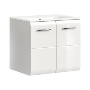 Xonox Móvel de lavatório com lavatório - brilhante branco, moldado, 60x55x46 cm
