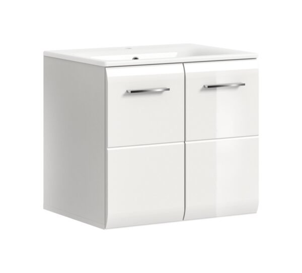 Xonox Móvel de lavatório com lavatório - brilhante branco, moldado, 60x55x46 cm