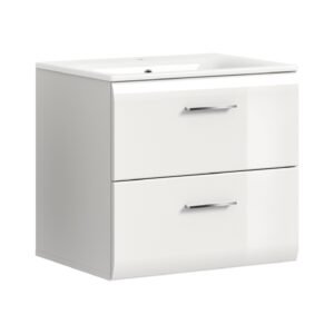 Xonox Móvel de lavatório com lavatório - brilhante branco, moldado, 60x55x46 cm
