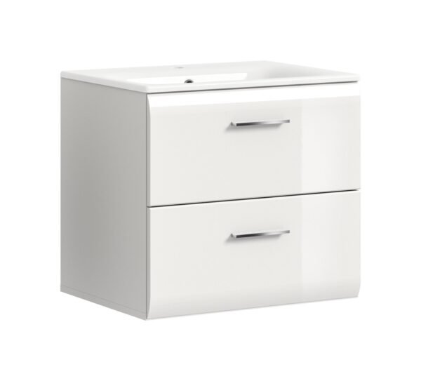 Xonox Móvel de lavatório com lavatório - brilhante branco, moldado, 60x55x46 cm