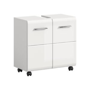Xonox Móvel de lavatório com rodízios - imitação branco e branco brilhante moldado, 60x58x30 cm
