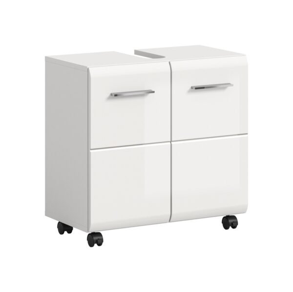 Xonox Móvel de lavatório com rodízios - imitação branco e branco brilhante moldado, 60x58x30 cm