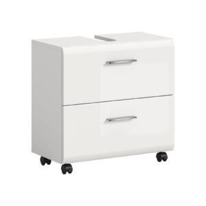 Xonox Móvel de lavatório com rodízios - imitação branco e branco brilhante moldado, 60x58x30 cm