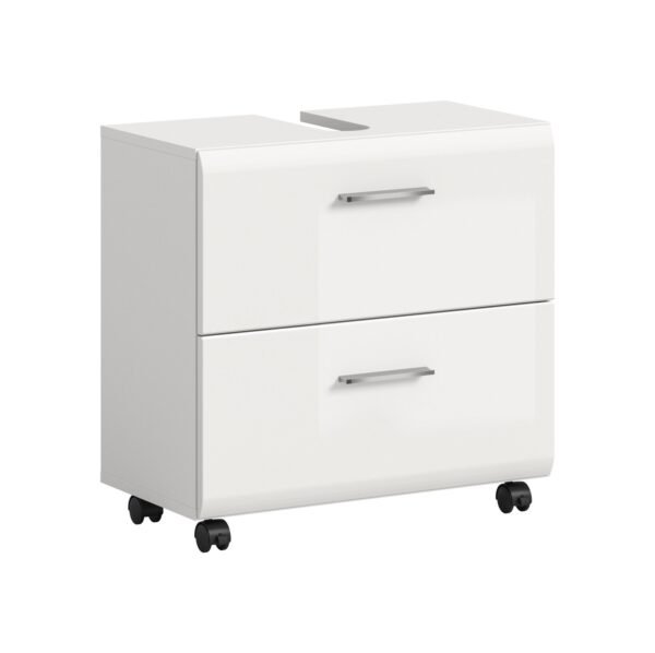 Xonox Móvel de lavatório com rodízios - imitação branco e branco brilhante moldado, 60x58x30 cm