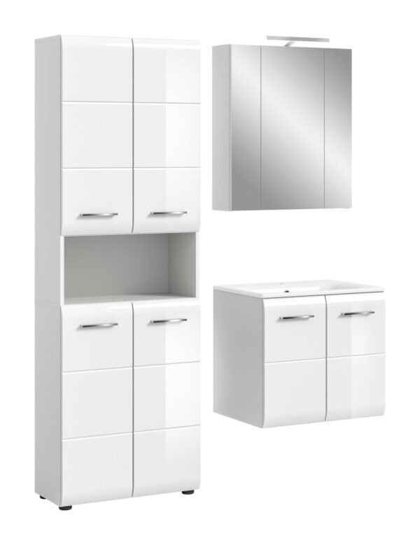 Xonox Combinação de banho com iluminação - brilhante branco, moldado, 135x185x46 cm