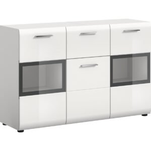 Xonox Aparador - brilhante branco, moldado, 125x81x37 cm