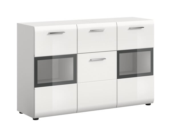Xonox Aparador - brilhante branco, moldado, 125x81x37 cm