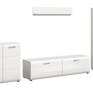Xonox Combinação de sala - imitação branco e branco brilhante moldado, 315x160x41 cm