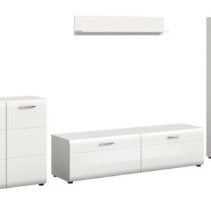 Xonox Combinação de sala - imitação branco e branco brilhante moldado, 305x160x41 cm
