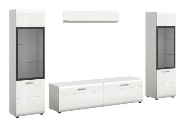 Xonox Combinação de sala - brilhante branco, moldado, 280x160x41 cm
