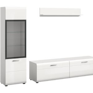 Xonox Combinação de sala - brilhante branco, moldado, 220x160x41 cm