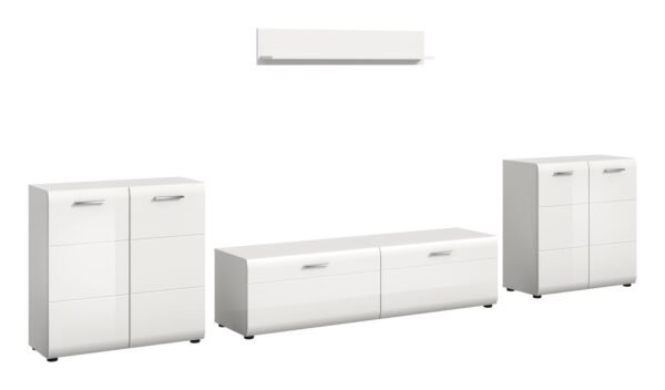 Xonox Combinação de sala - brilhante branco, moldado, 350x160x41 cm