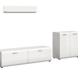 Xonox Combinação de sala - brilhante branco, moldado, 255x160x41 cm