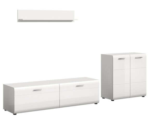Xonox Combinação de sala - brilhante branco, moldado, 255x160x41 cm