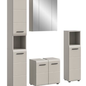 Xonox Combinação de banho com iluminação - melamina caxemira e caxemira mate, 150x185x30 cm