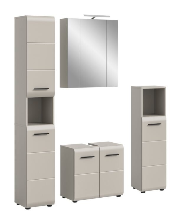 Xonox Combinação de banho com iluminação - melamina caxemira e caxemira mate, 150x185x30 cm