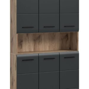 Xonox Armário multiuso - preto mate e acabamento carvalho Nox, 90x185x30 cm