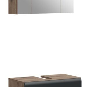 Xonox combinação de banho - preto mate e acabamento carvalho Nox, 60x185x30 cm